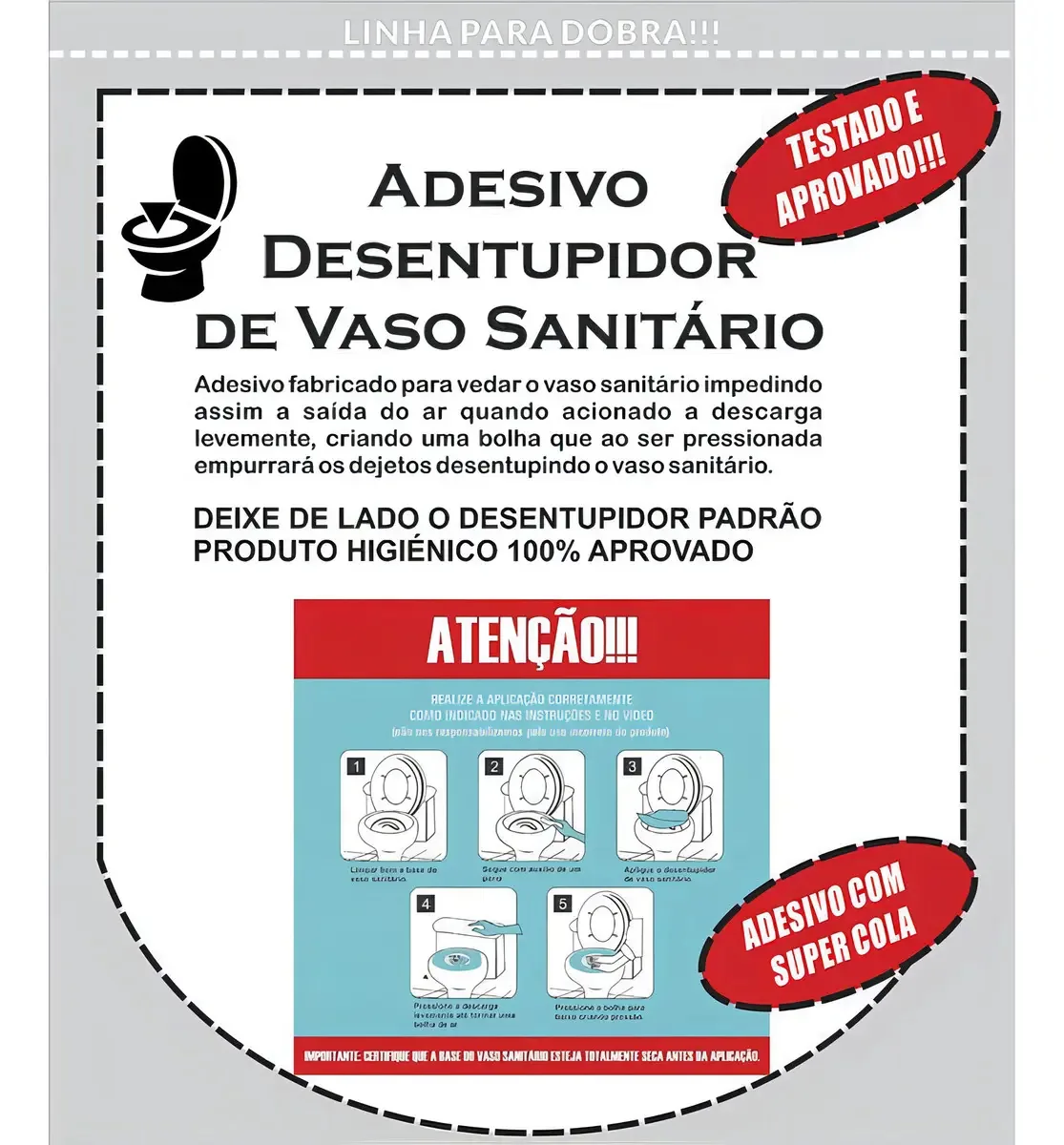 Kit 4 Adesivo Desentupir Vaso Sanitário Descartável