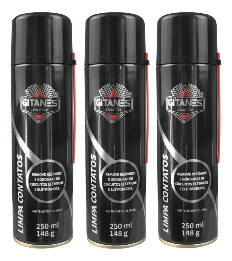 Limpa Contato Elétrico Gitanes 250ml Kit 3 Aerossol