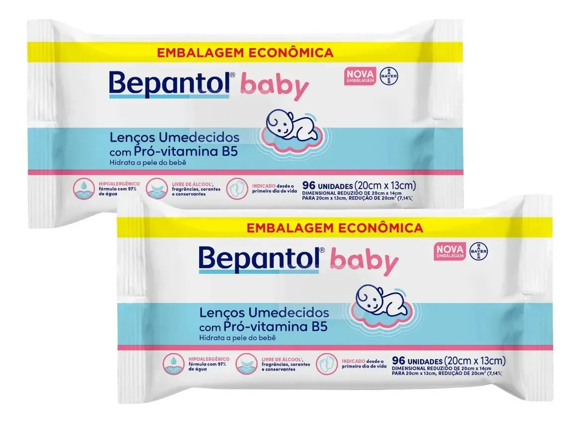Kit 2 Lenços Umedecidos Bepantol Baby Sem Fragrância Hipoalergênicos
