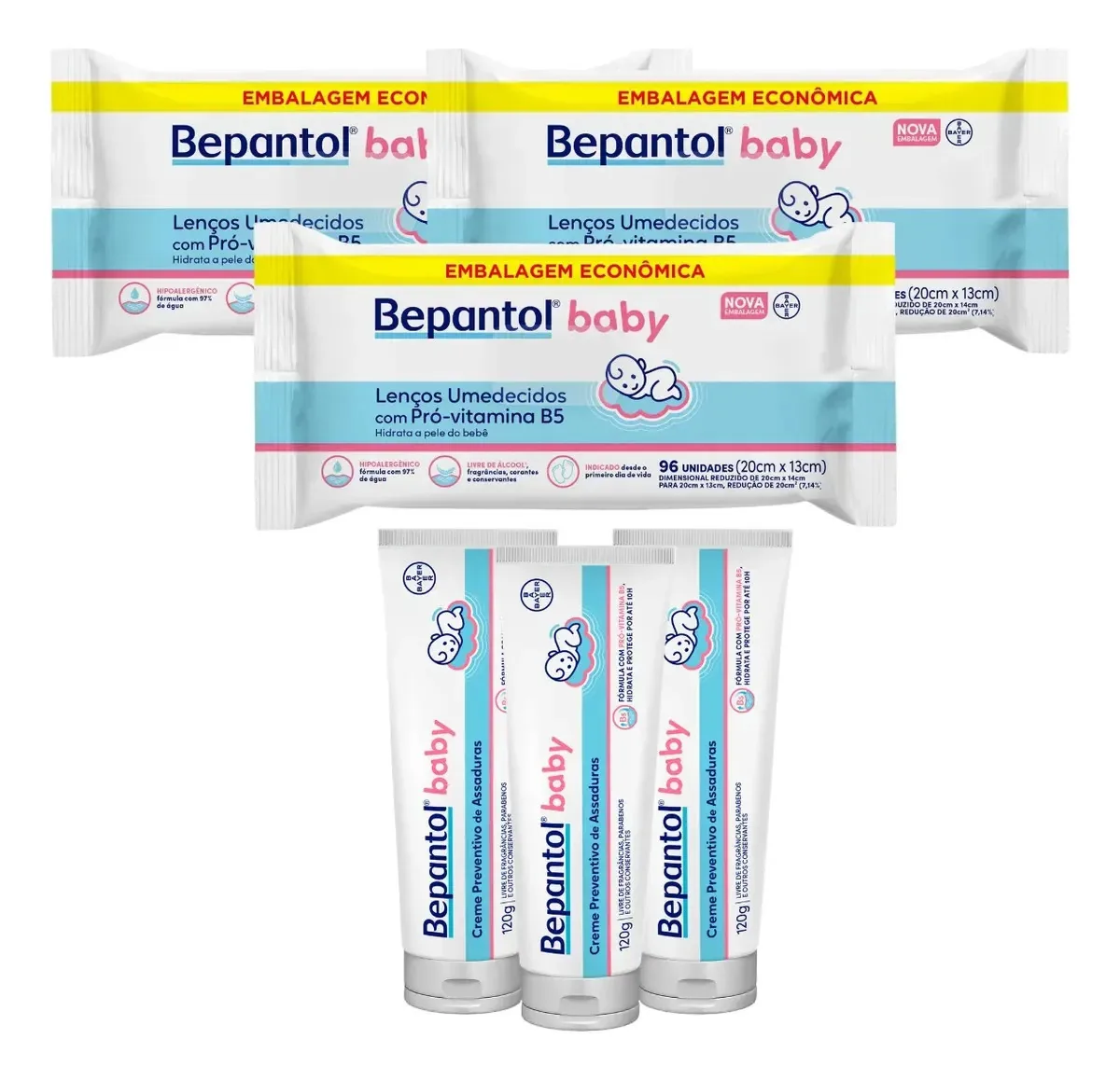 Kit Lenços Umedecidos Bepantol Baby 96 Und E Pomada Assadura 120g