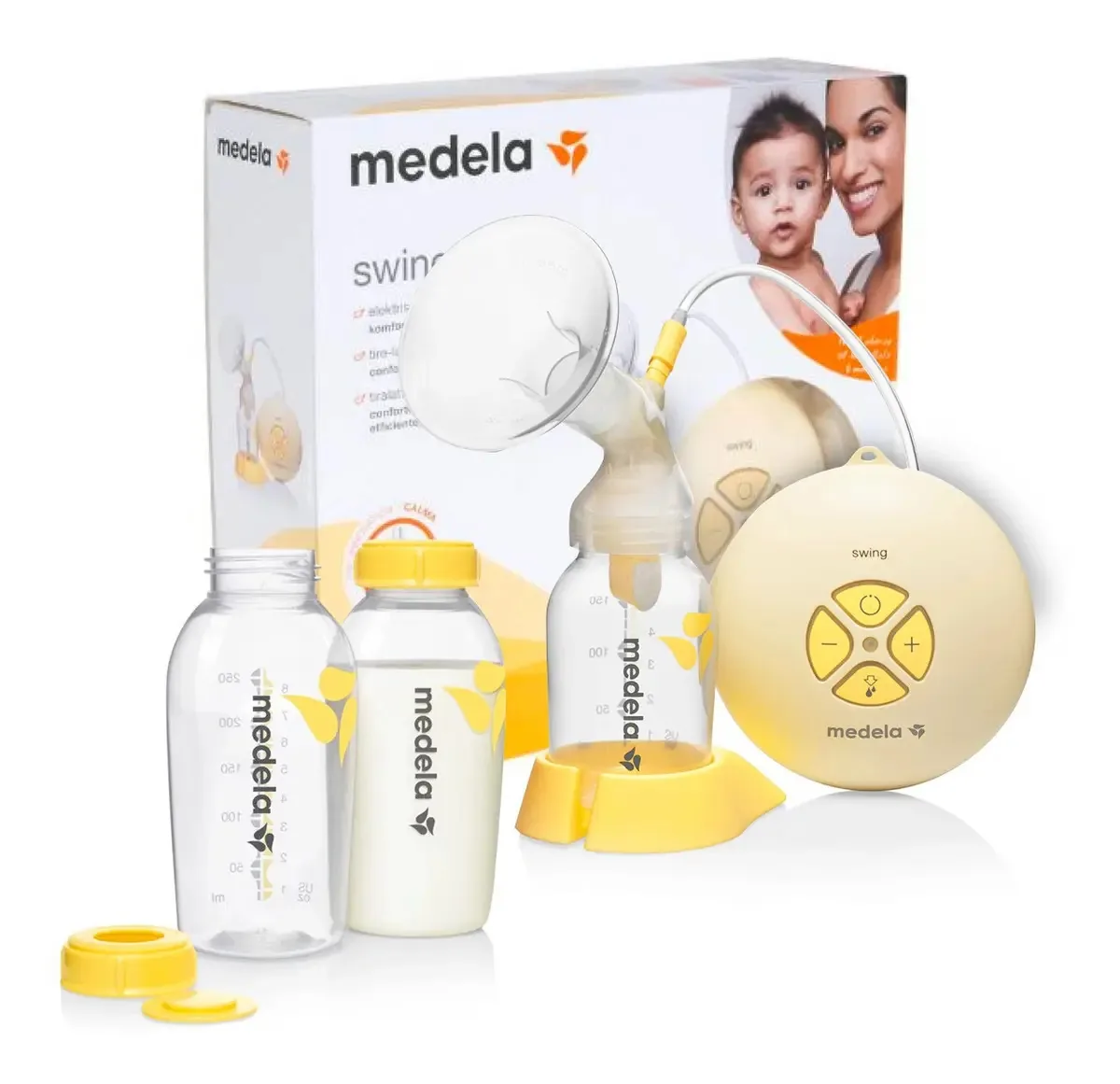 Extrator De Leite Elétrico Swing Medela +2 Potes Leite 250ml