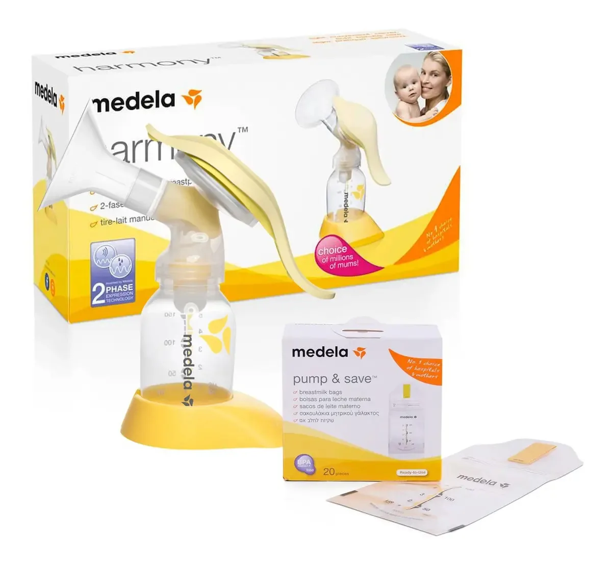 Kit Extrator De Leite Harmony + 20 Sacos De Leite - Medela