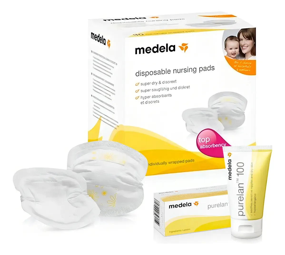 Kit 60 Absorventes De Seio Descartáveis + Pomada Para Seios