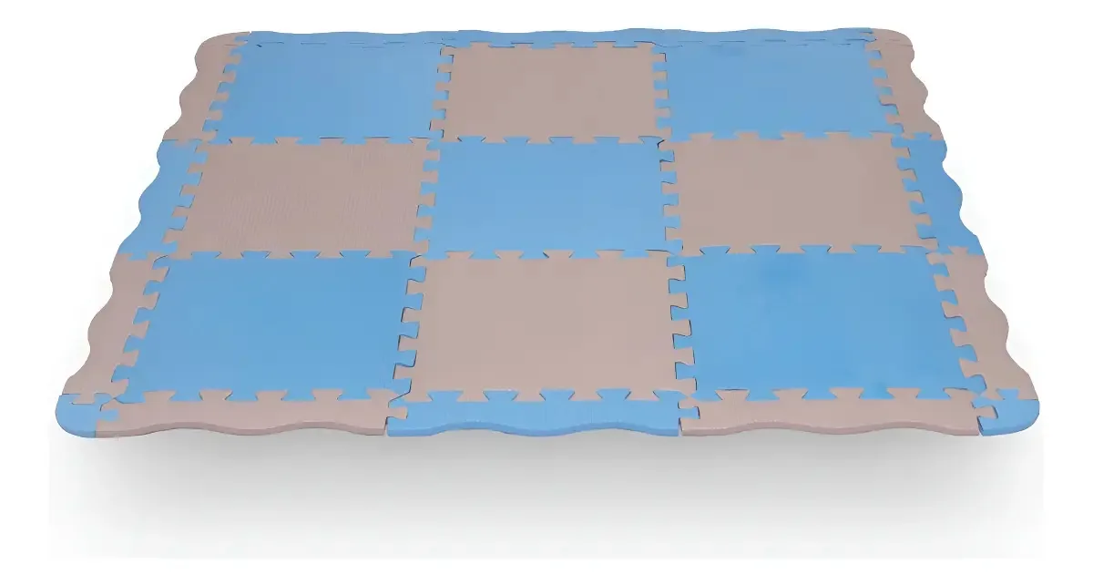 Tapete EVA 32x32cm 9 Peças Evamax Wave 10mm Cinza/Azul