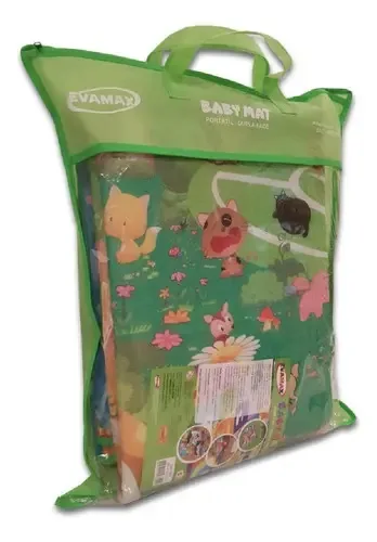 Tapete Infantil Evamax Animais Dupla Face EVA 180x120cm Verde