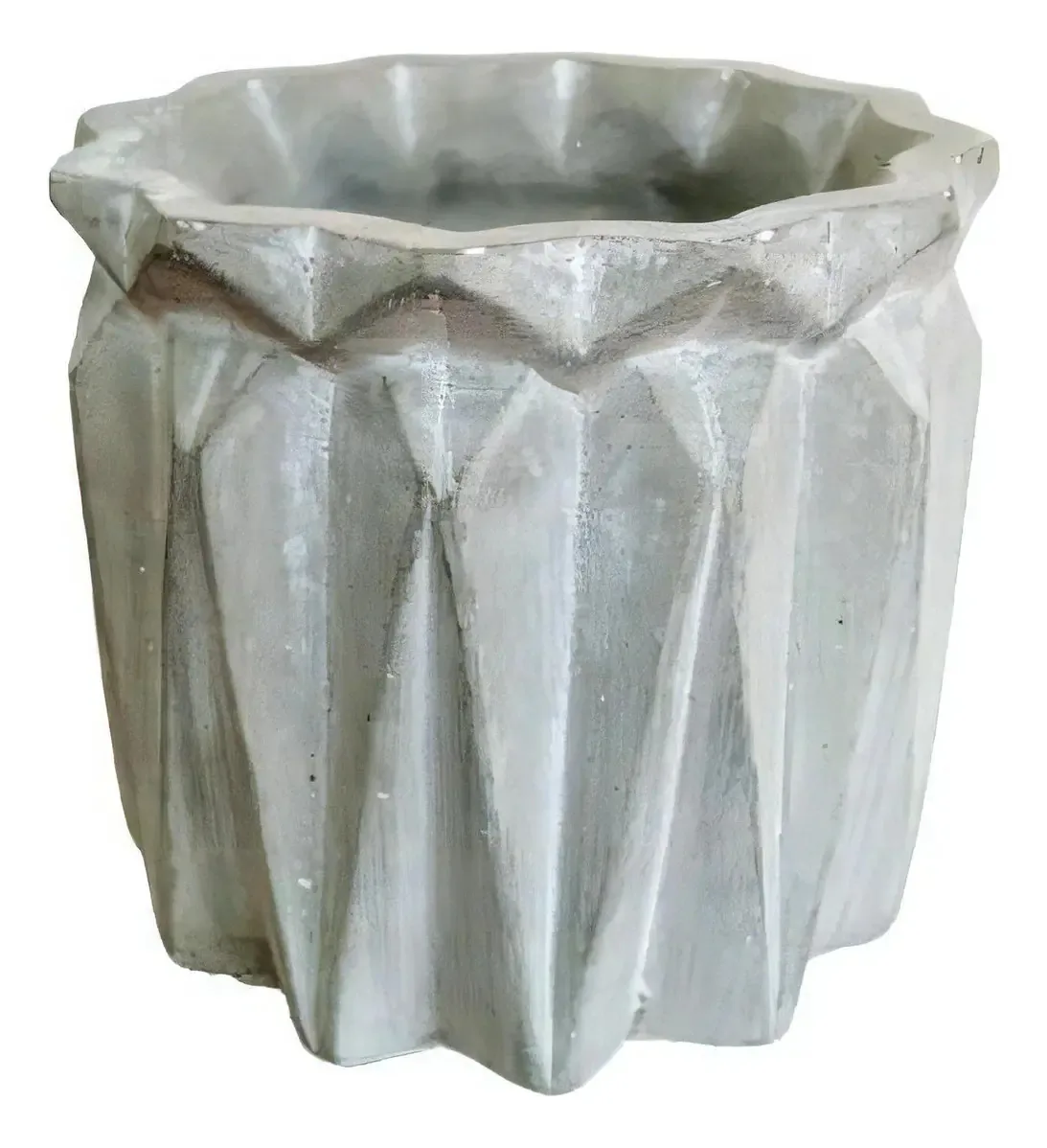 Vaso Decorativo De Cimento Geométrico Com Borda