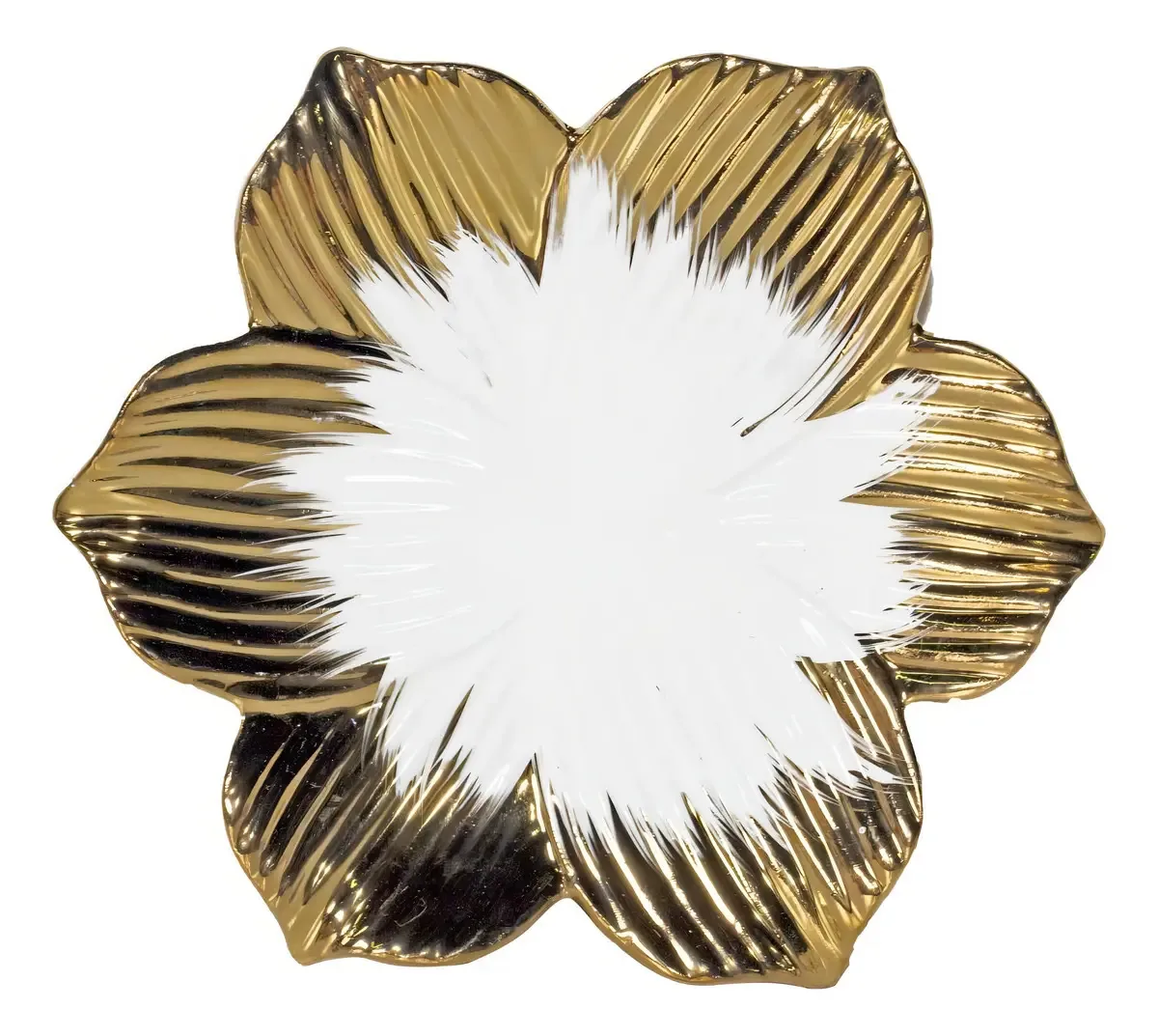 Porta Bijuterias Flor Branco E Dourado