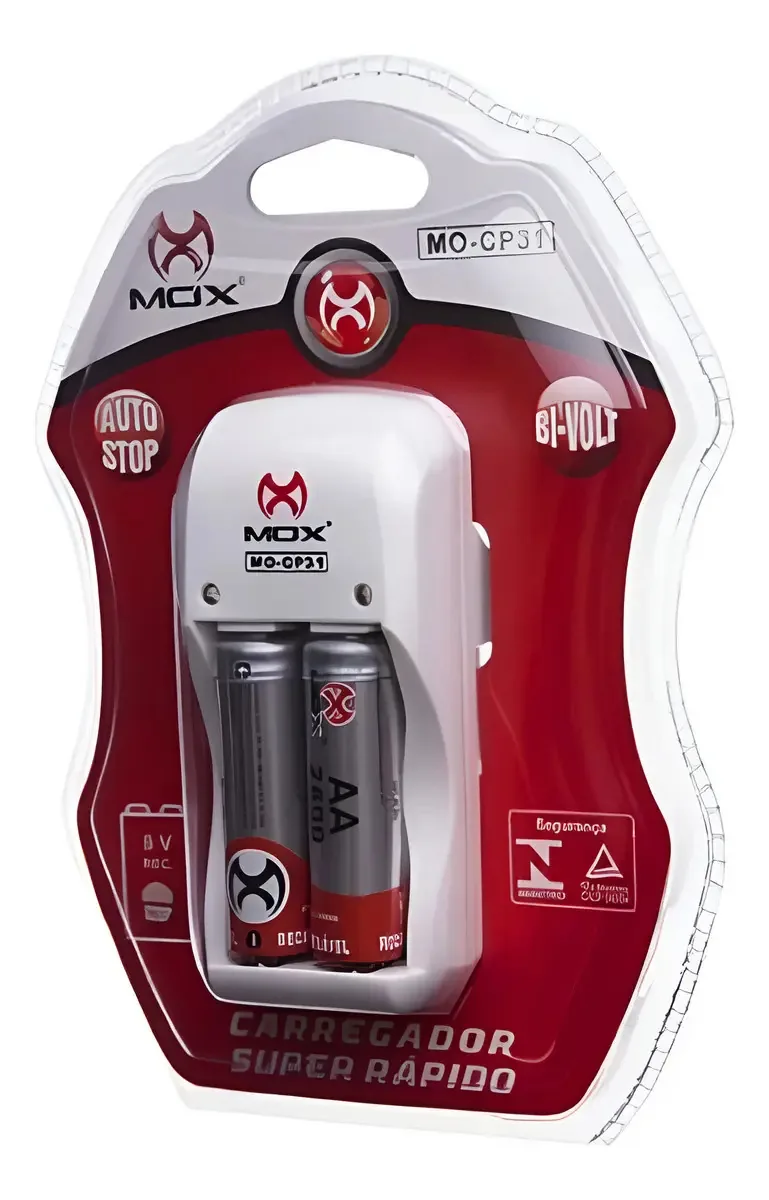 Carregador Bateria Aaa Aa + 2 Pilhas Aa 2600 Mah Mo-cp31