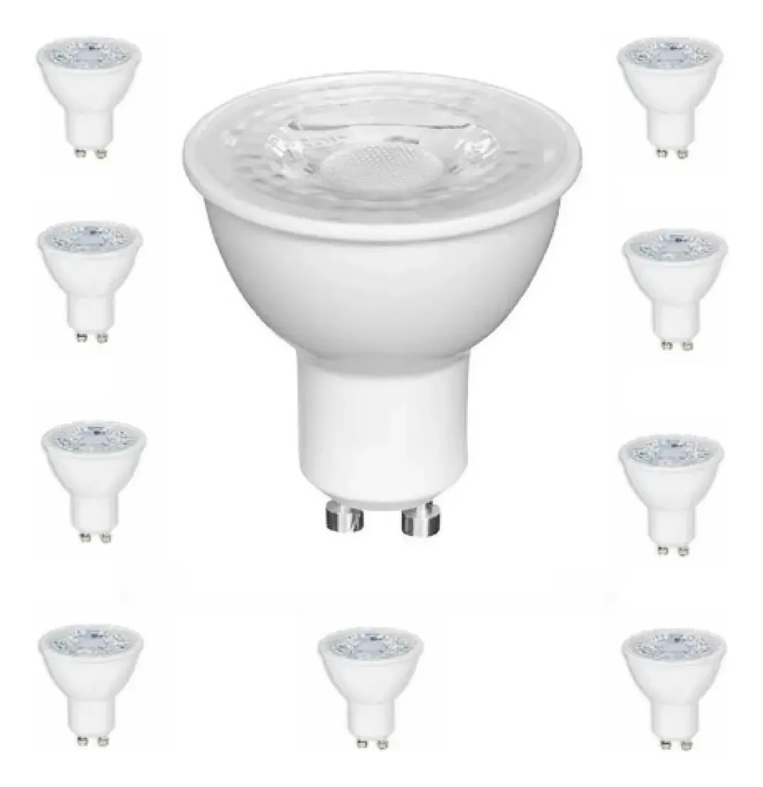 Kit 10 Lâmpadas LED Dicroica MR16 GU10 6.5W