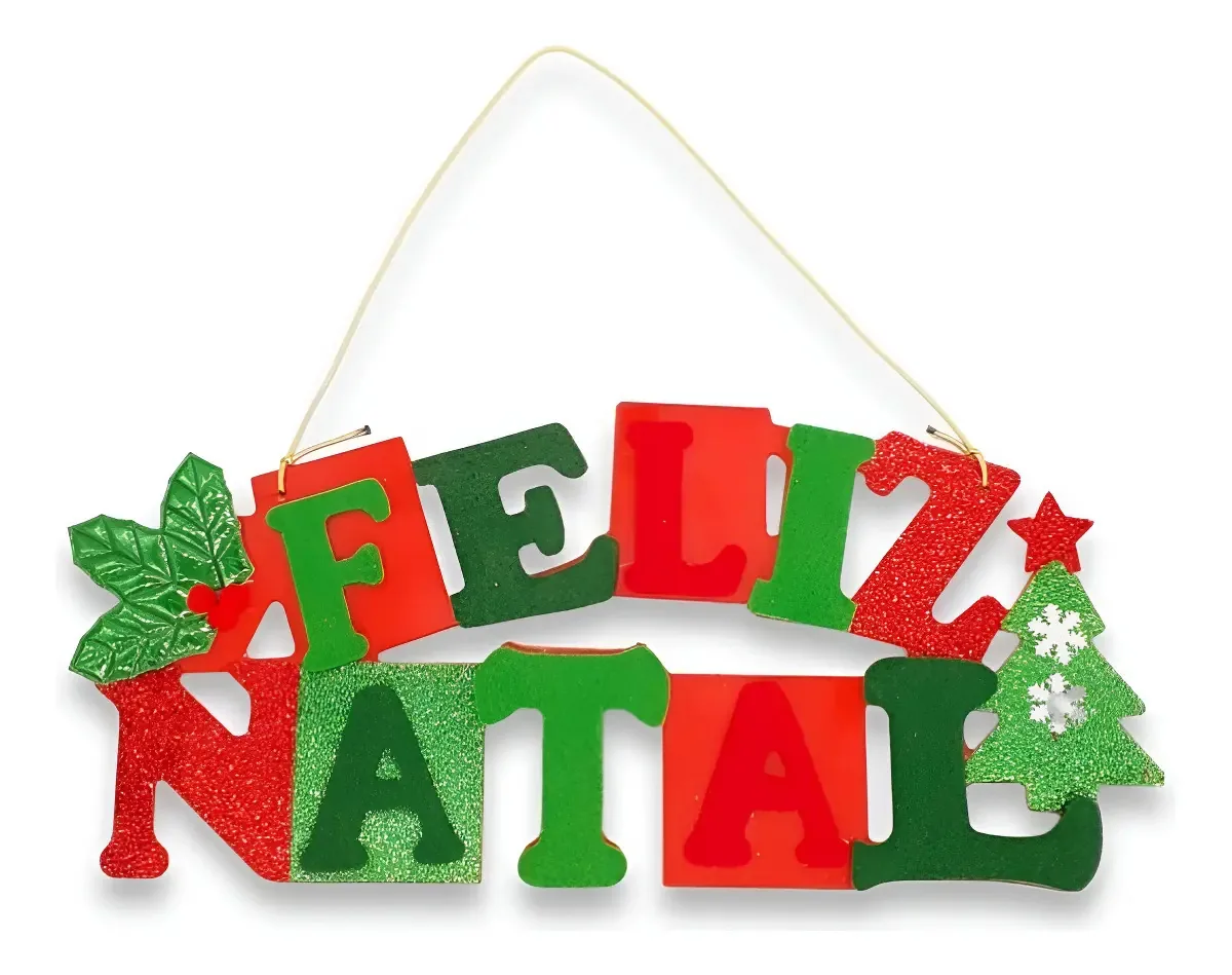 Placa Decorativa Pendente P/ Porta Feliz Natal