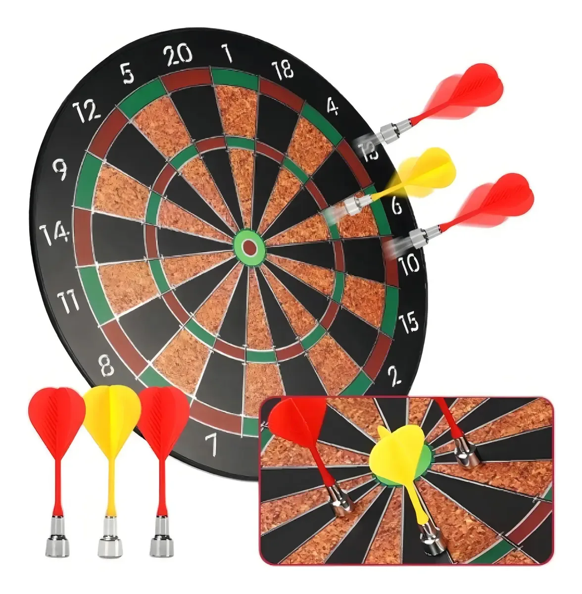 Jogo De Dardos Magnético 6 Dardos Alvo 40,5cm Profissional Mira