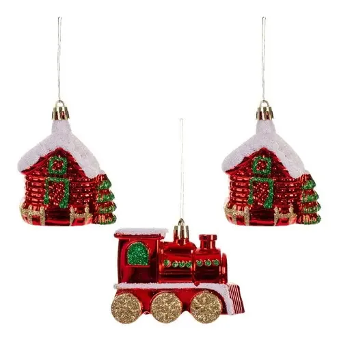 An Kit Pendente Casa Glitter/trem 3pc Kx7935