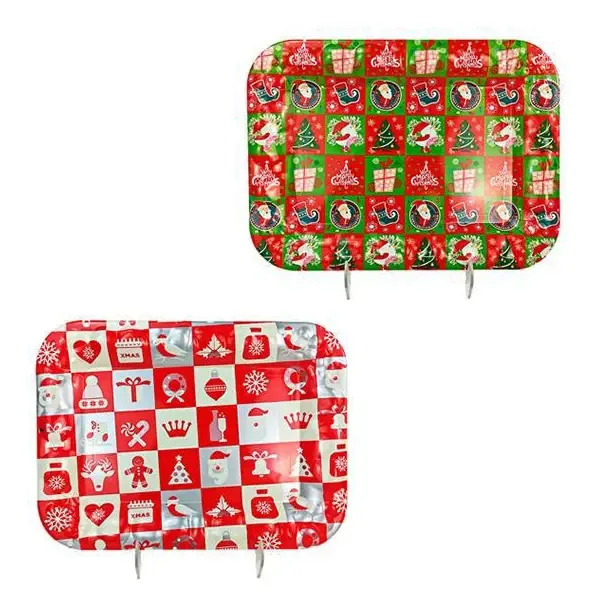 Bandeja De Plastico Retangular Figuras Natalinas 37,5x27,5cm