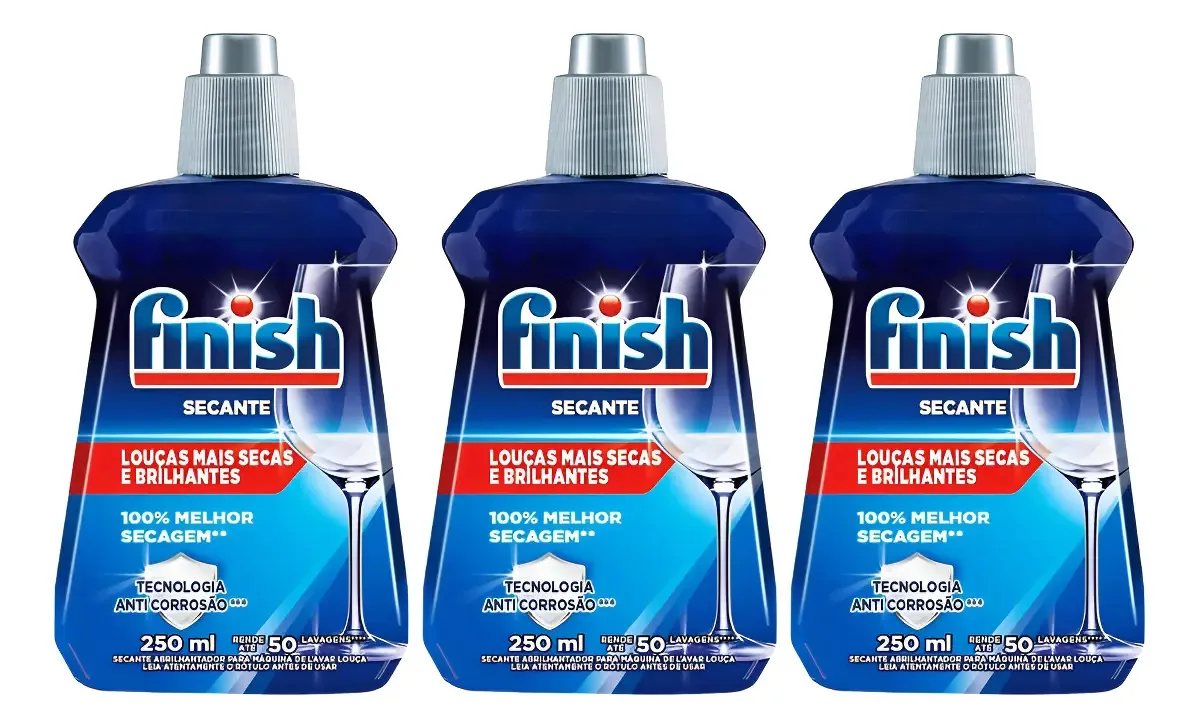 Kit 3 Secante Para Lava Louças Abrilhantador 250 Ml, Finish