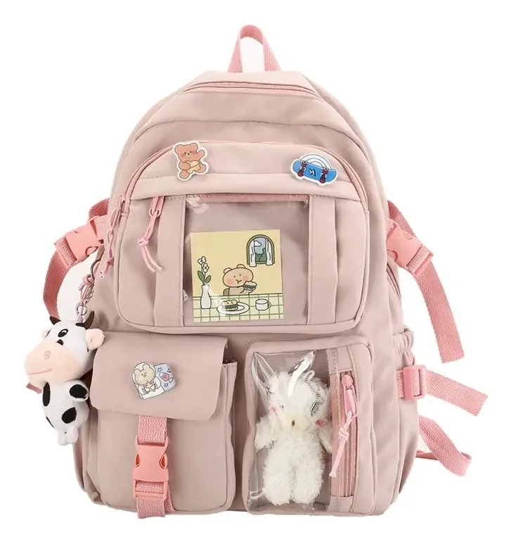 Mochila escolar rosa