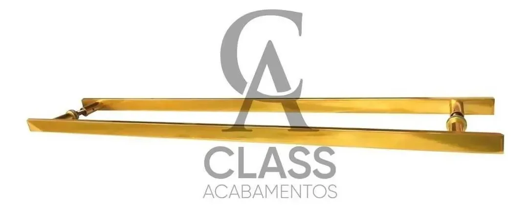 Puxador Duplo 40cm Aluminio Maciço Dourado Class Acabamentos