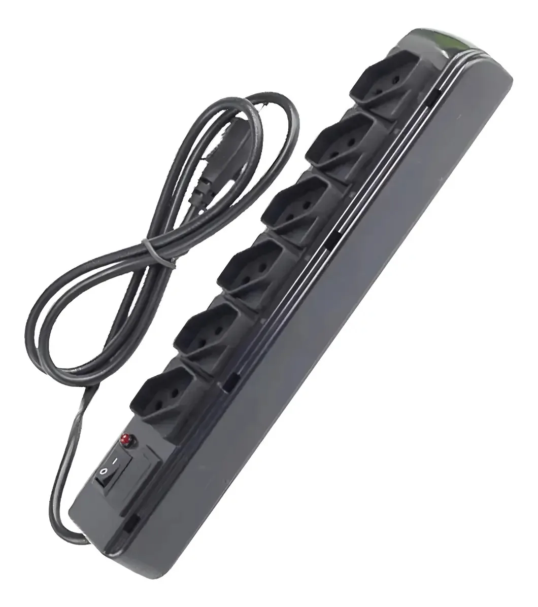 Filtro de Linha Kitec Com 6 Tomadas e Cabo de 1m Preto