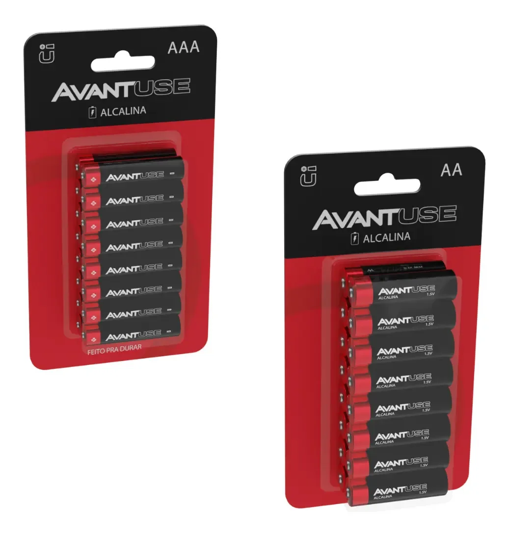 Kit 16 Pilhas Comum Aa E 16 Pilhas Palito Aaa 1.5v Avant Use