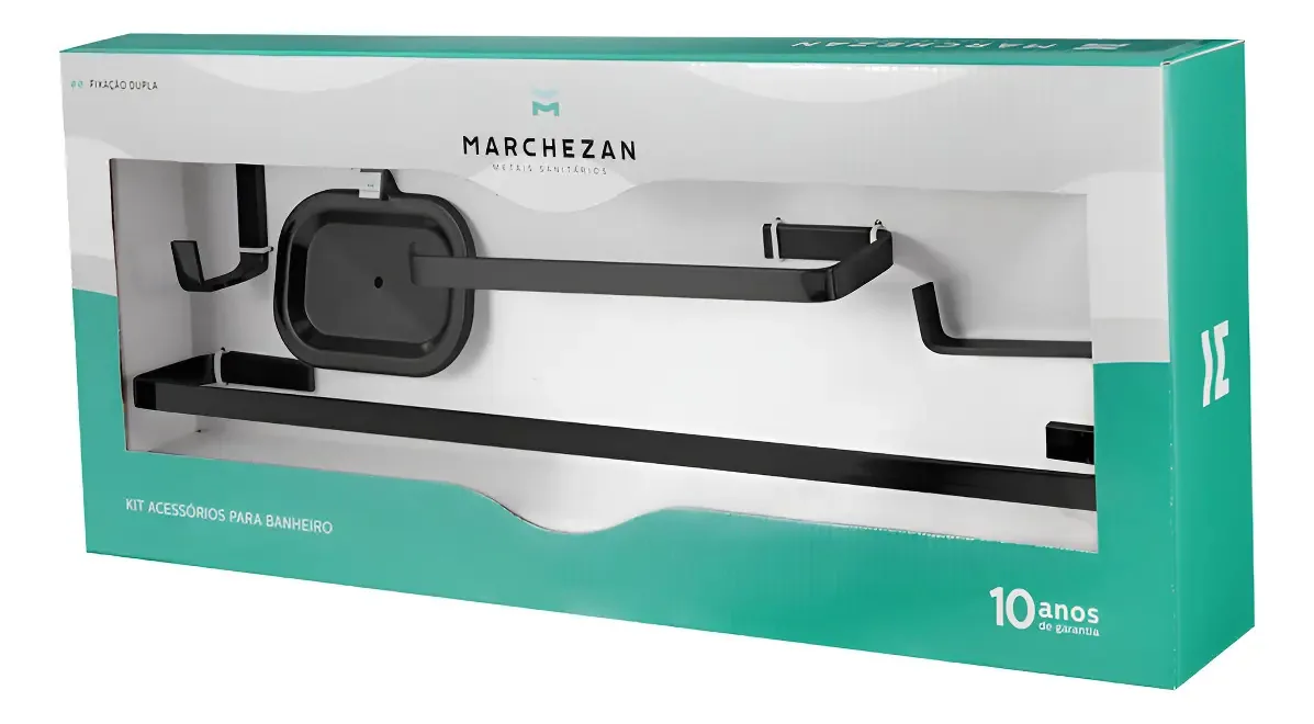 Kit Acessorios Para Banheiro Marchezan 5pcs Fit Preto