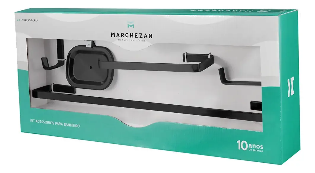 Kit Acessorios Para Banheiro Marchezan 5pcs Fit Preto