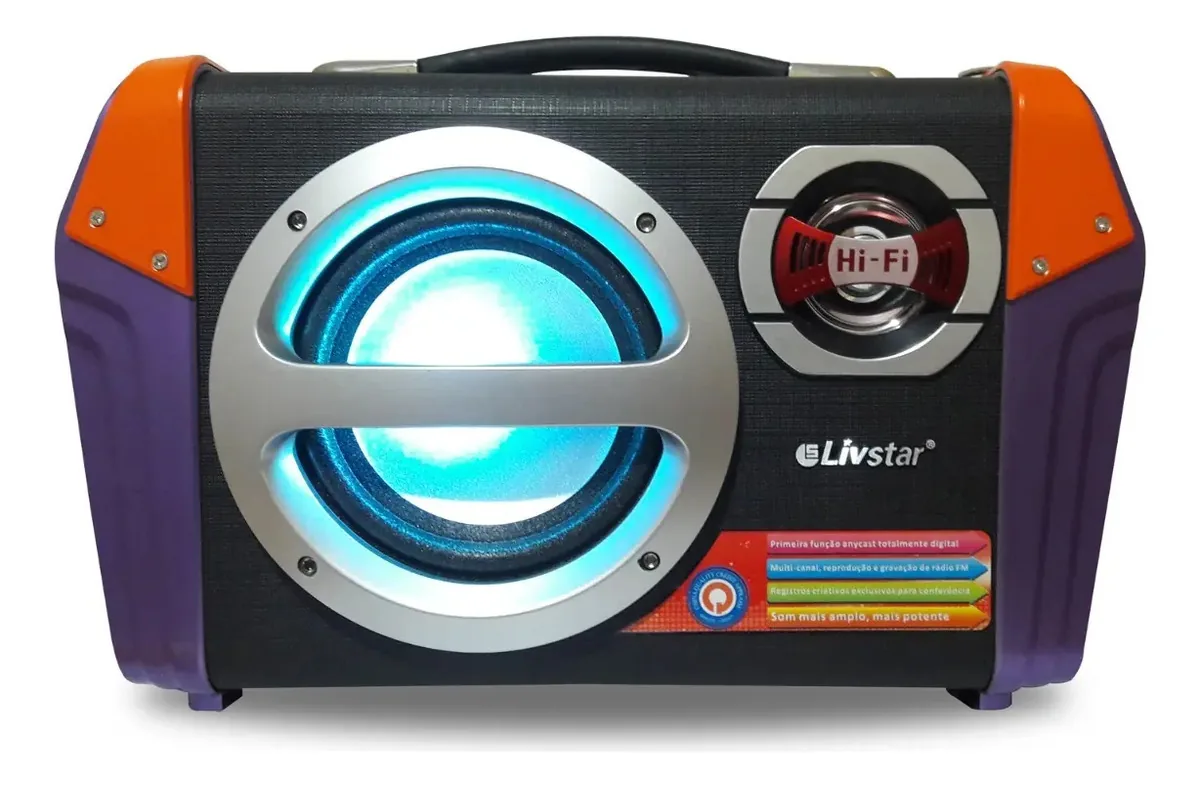 Caixa Som Portátil Bluetooth 40w Livstar Radio Fm Cnn24sp