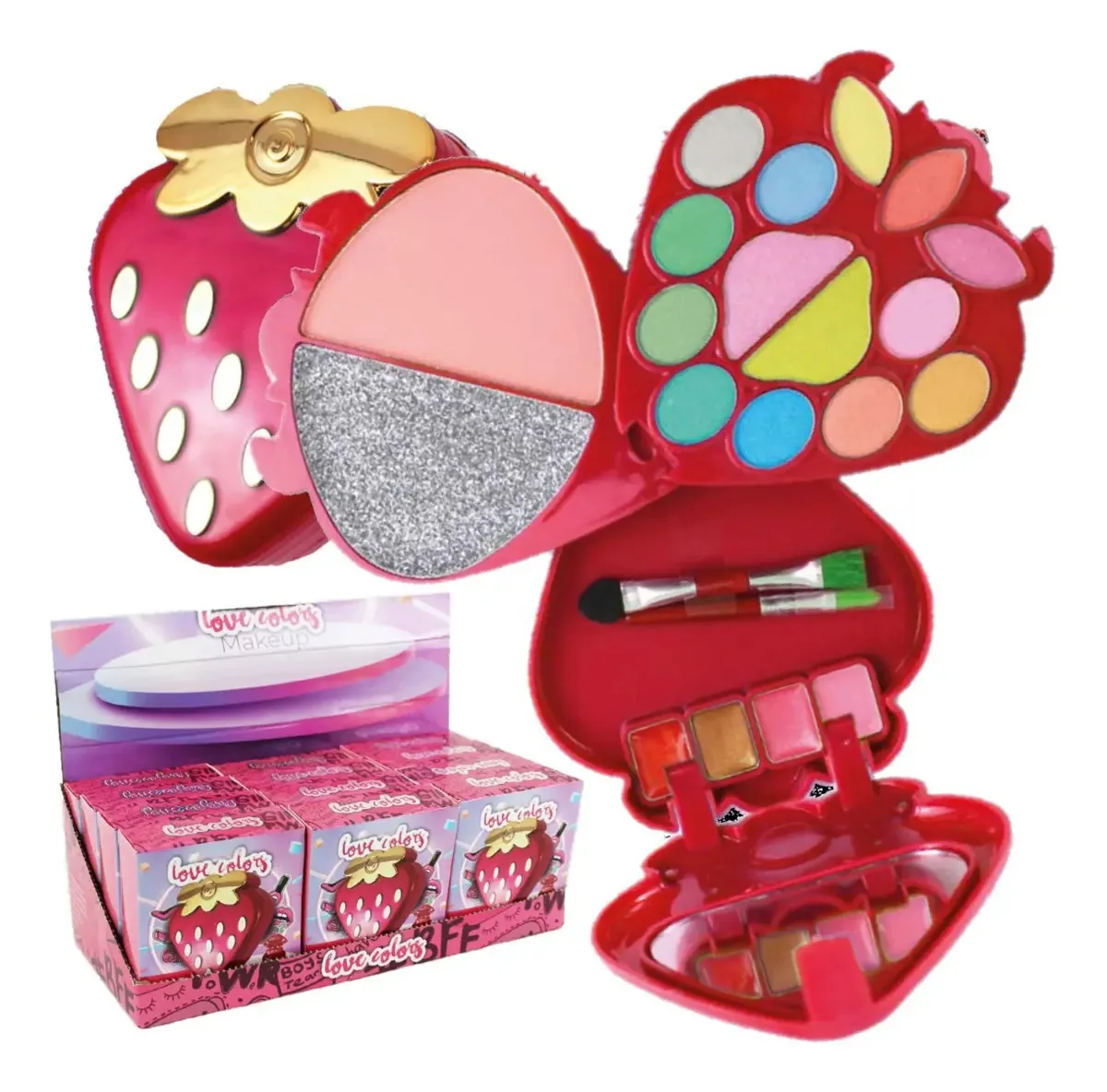 Kit Maquiagem Vivai Teen Morango HB298 Completo com Batons e Sombra