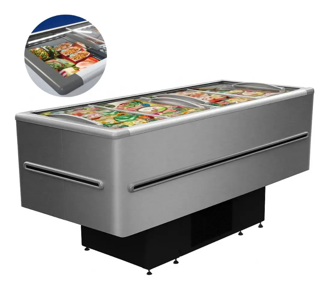 Ilha De Congelados Inox 568l Vidro Reto Iced-568v Fricon