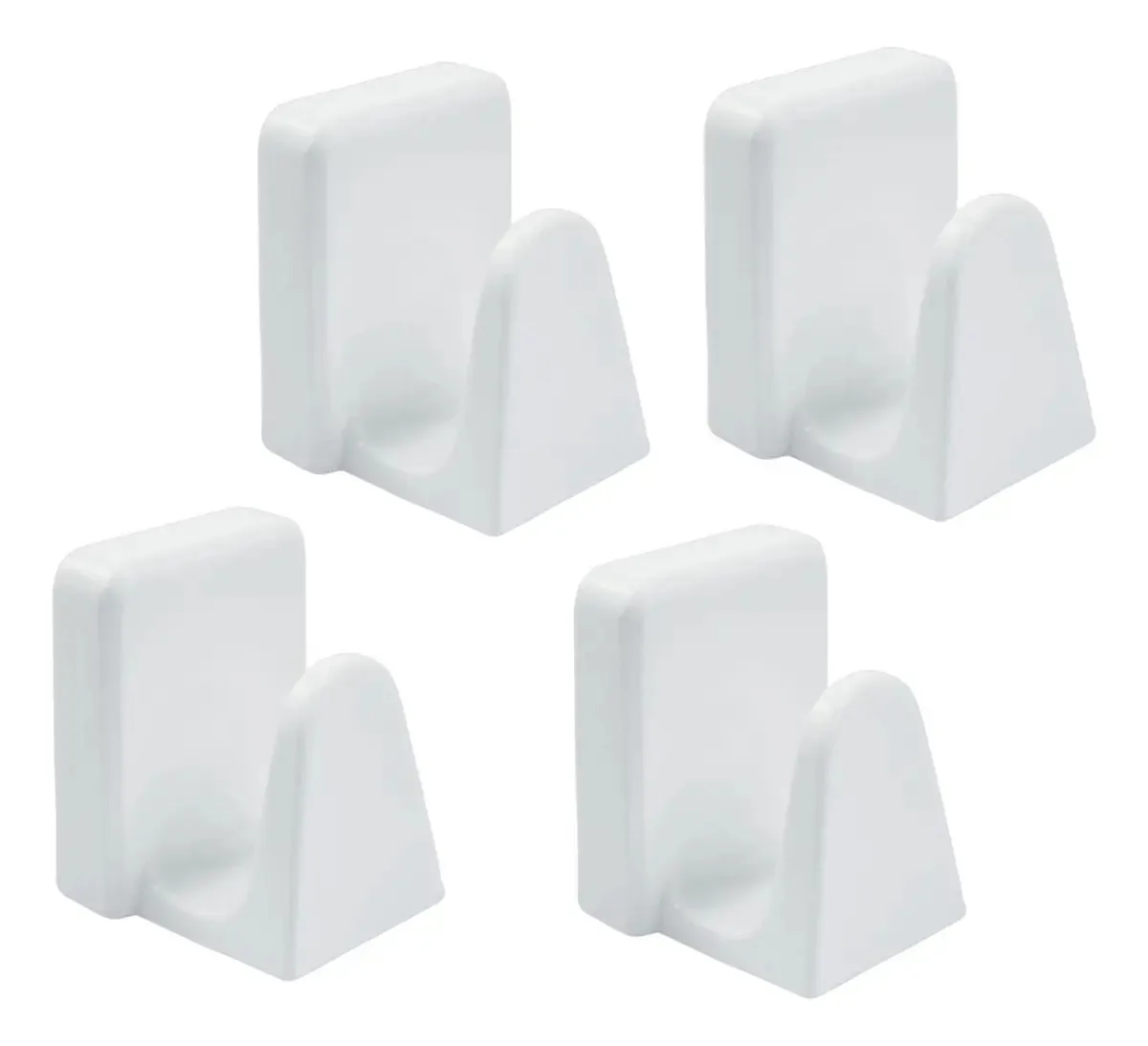 Kit 4 Suportes Autoadesivos Para Toalhas Bolsas E Chapéus Cor Branco