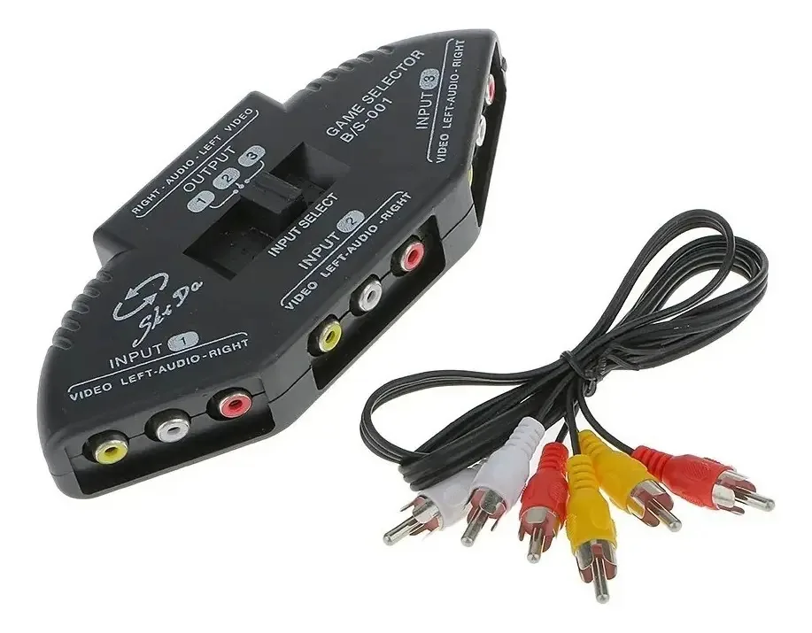 Adaptador Chave Sel. Rca 3 Entradas P/ 1 Saída C/ Cabo 5