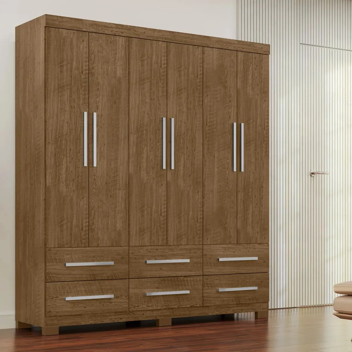 Guarda Roupa Casal 6p E 6g Quarto Casa Móveis Espaço Malbec