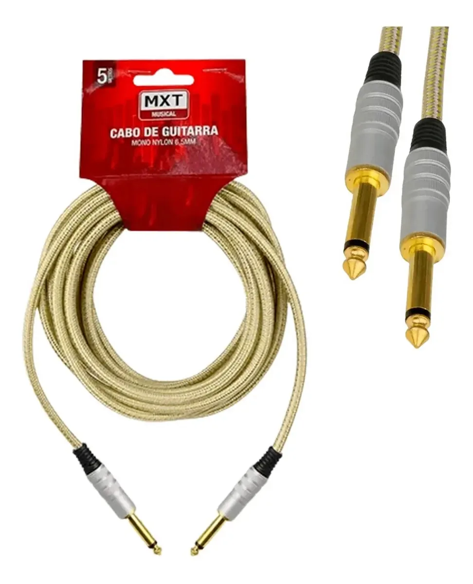 Cabo P10 Mono de 5m para Guitarra, Violão e Baixo Textil MXT