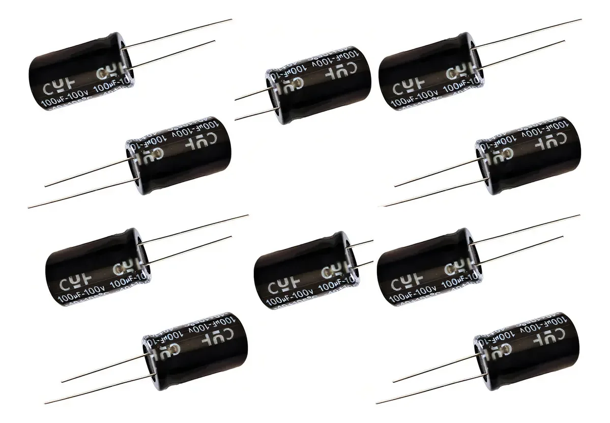 Kit 10 Capacitores Eletrolíticos Bipolares 100uF Áudio