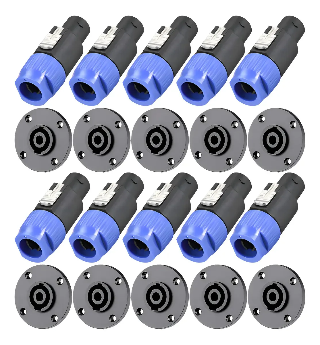 Pacote 10 Plugs Conectores Speakon Macho Fêmea Profissional