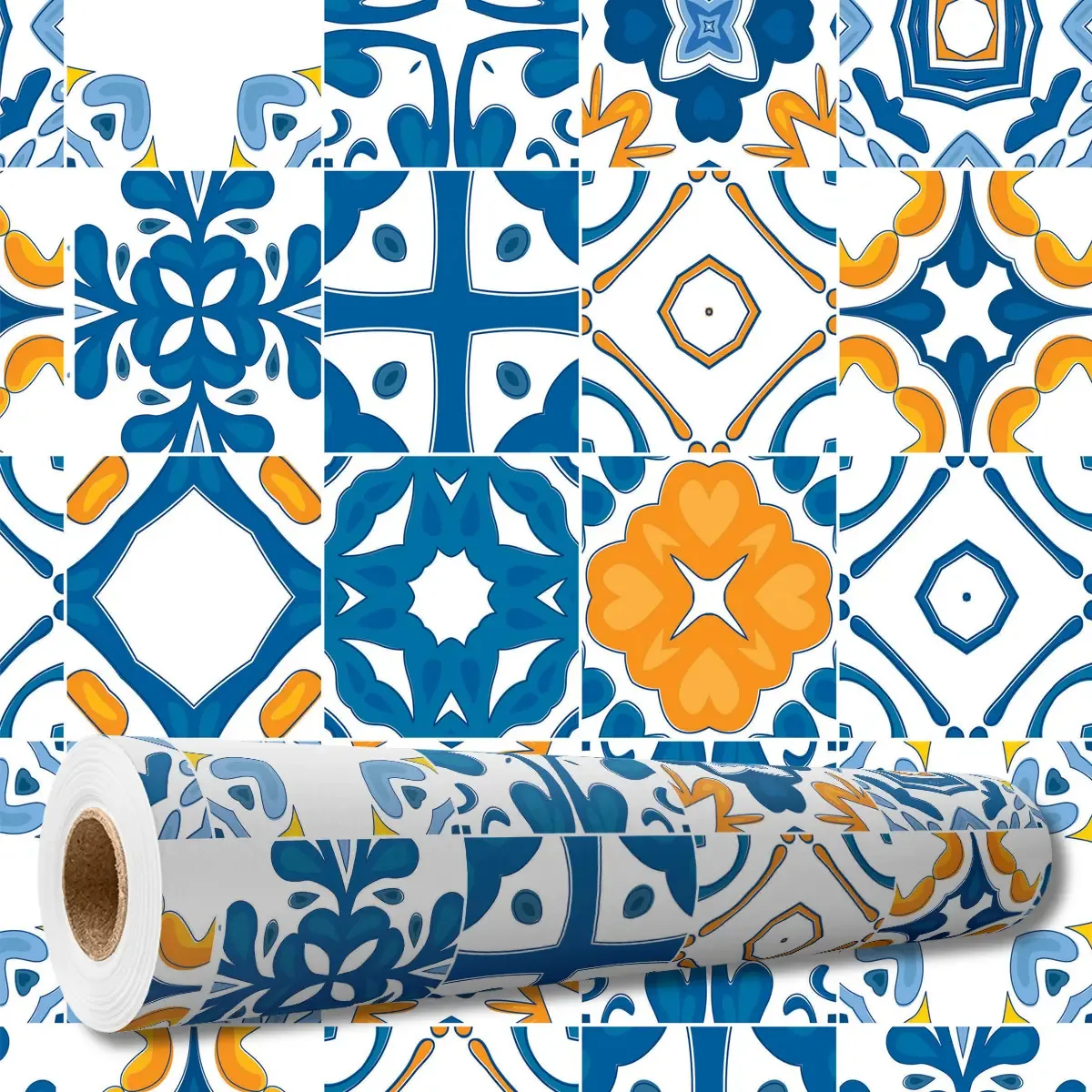 Adesivo Decorativo 3 Mts Papel Parede Azulejo Português Colorido Retrô Cozinha Box Banheiro Lavável