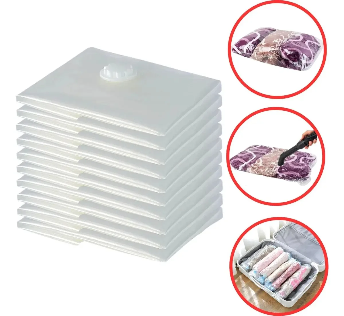 Saco A Vácuo Viagem Mala Roupas 70 X 100 Cm Kit 05 Unidades