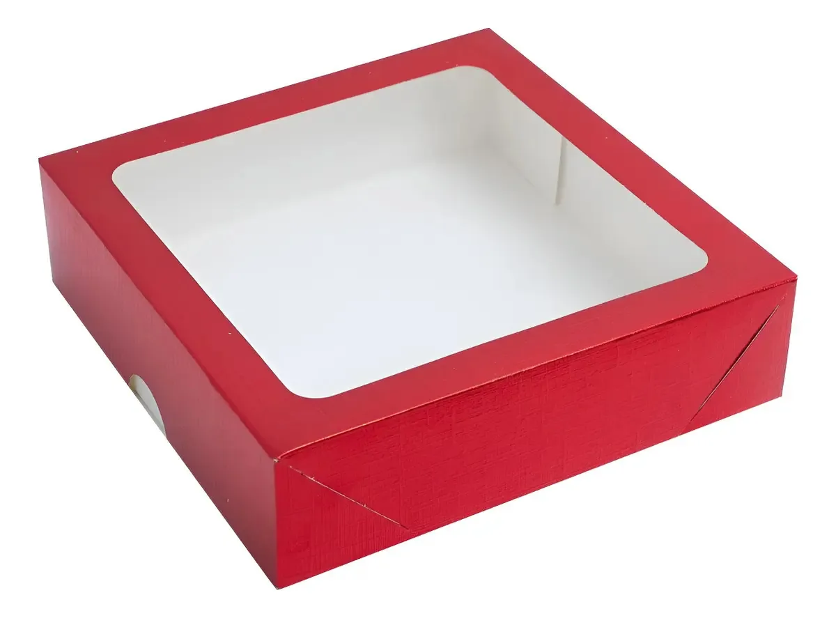 10 Caixas Com Visor Embalagem Presente 15x15x4 Vermelha