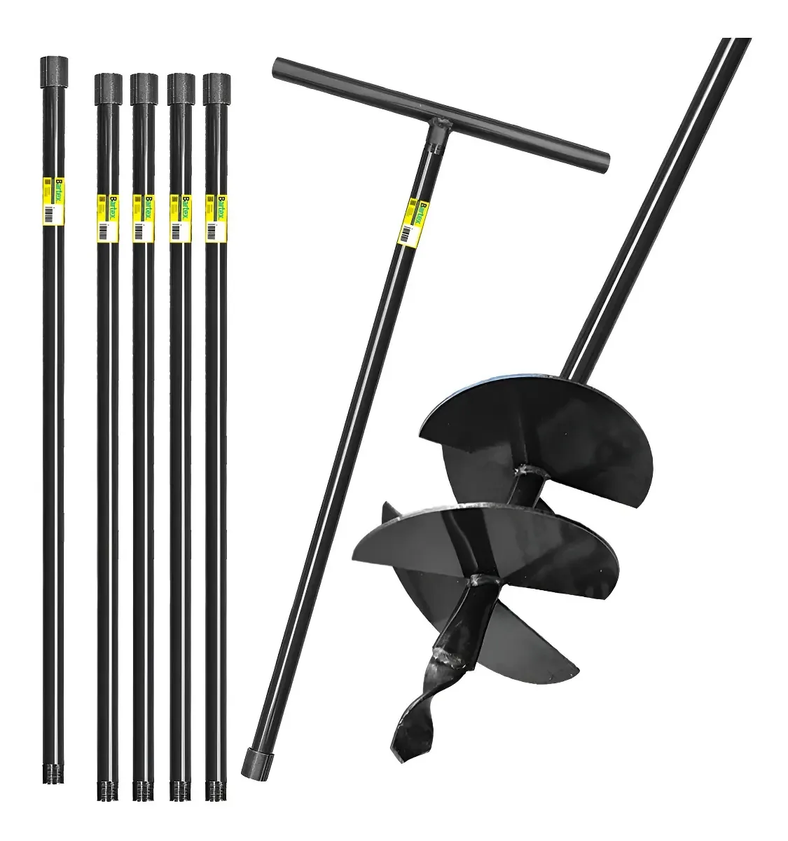 Kit Trado 25cm 4 Facas Cabo Fixo 1m + 6 Extensores 1m
