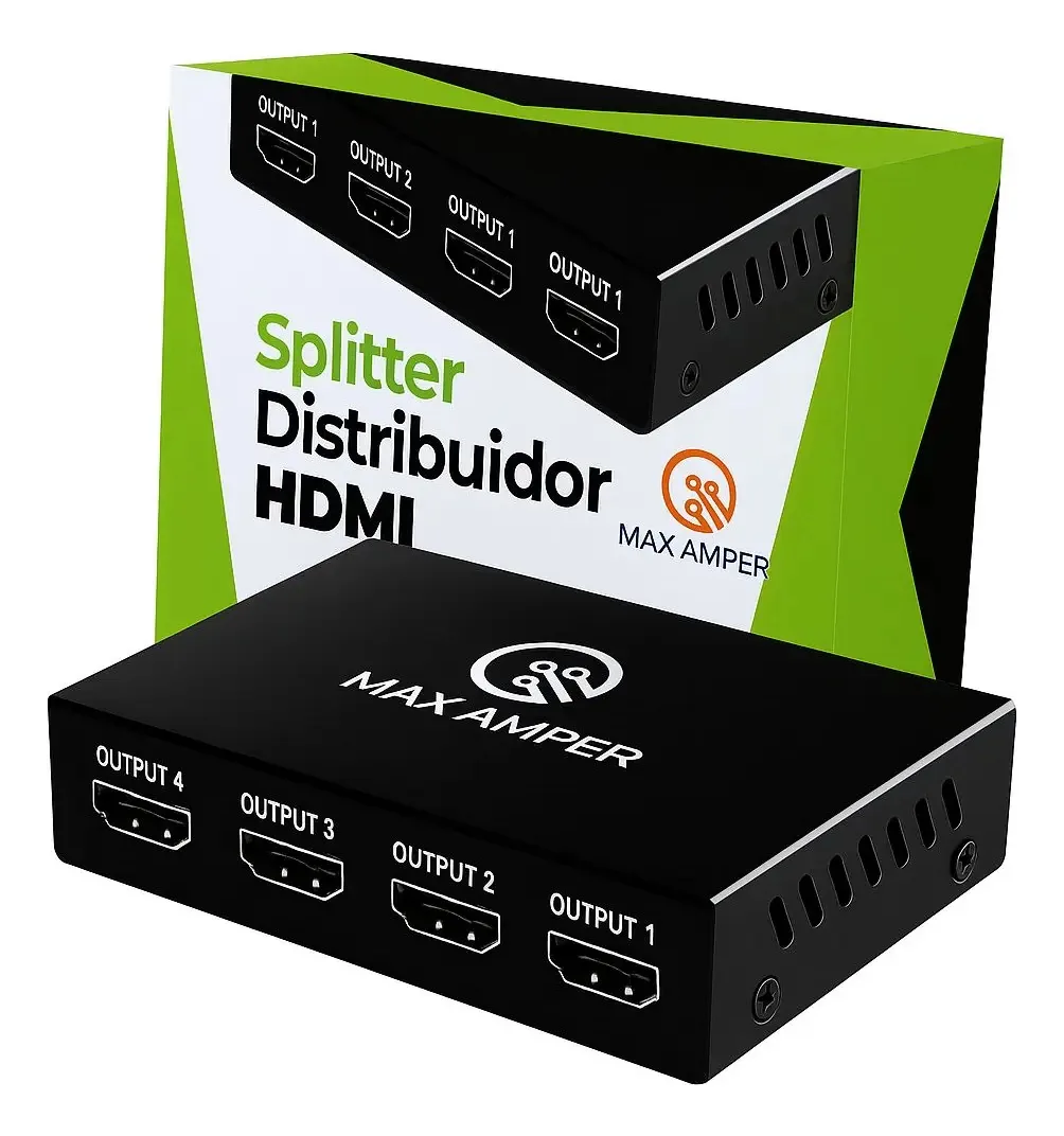 Splitter Divisor Hdmi 4k 1x4 3840p Repetidor De Sinal Telas Monitores E Projetores - Max Amper