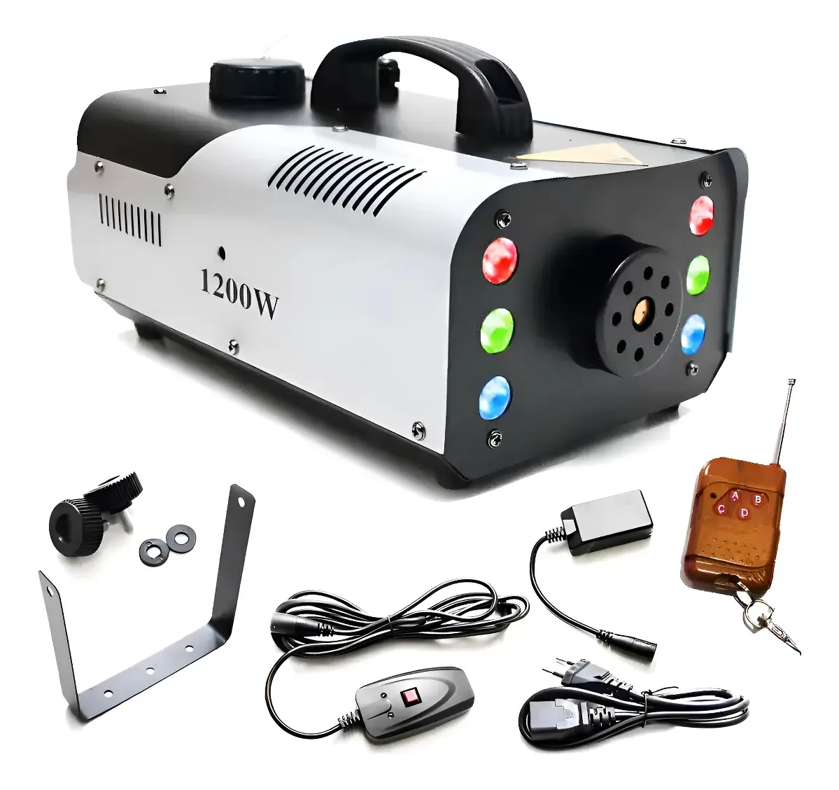 Máquina Fumaça 1200w Com Iluminação Rgb 6leds Para Palco Cinza