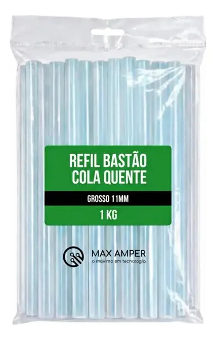 Bastão Cola Quente 1kg 11mm Refil Grosso Branca Transparente Branco
