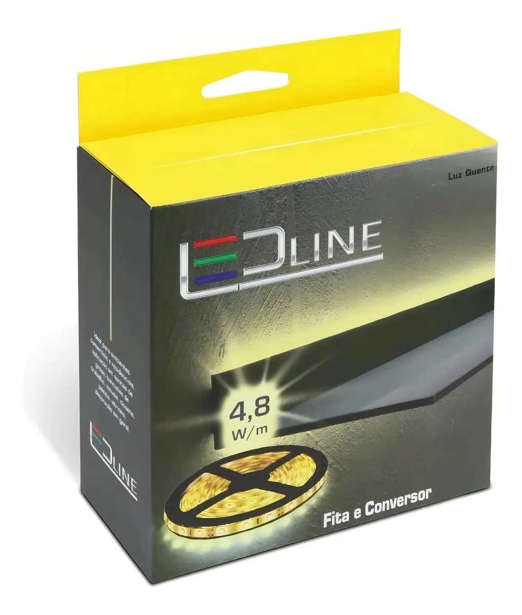 Fita Led Flexível+conversor 4,8w Luz Amarela/quente