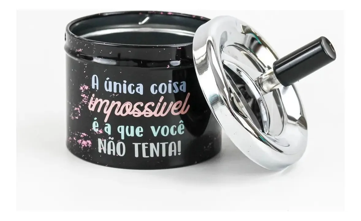 Cinzeiro Anticheiro Tampa Giratória Decorativo Em Metal