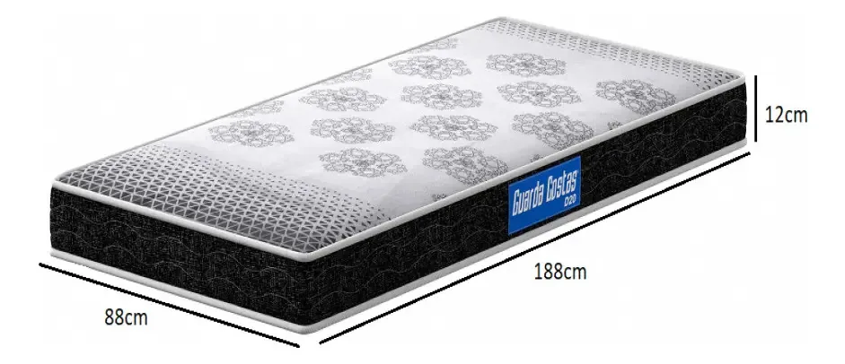 Colchão Solteiro De Espuma D20 88x188x12cm Preto e branco