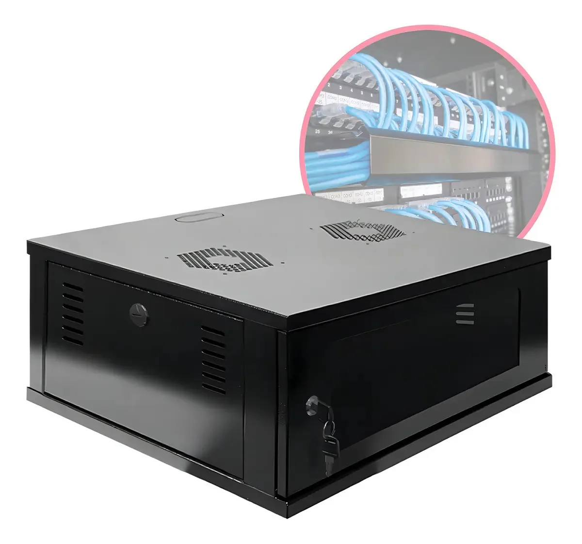 Mini Rack 4U 19'' Bihouse Telecom Desmontável Parede 470mm Preto