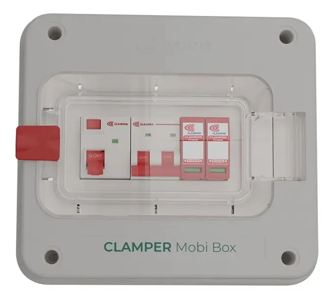 Quadro de proteção para carregadores veiculares 220V Clamper Cód. 25881