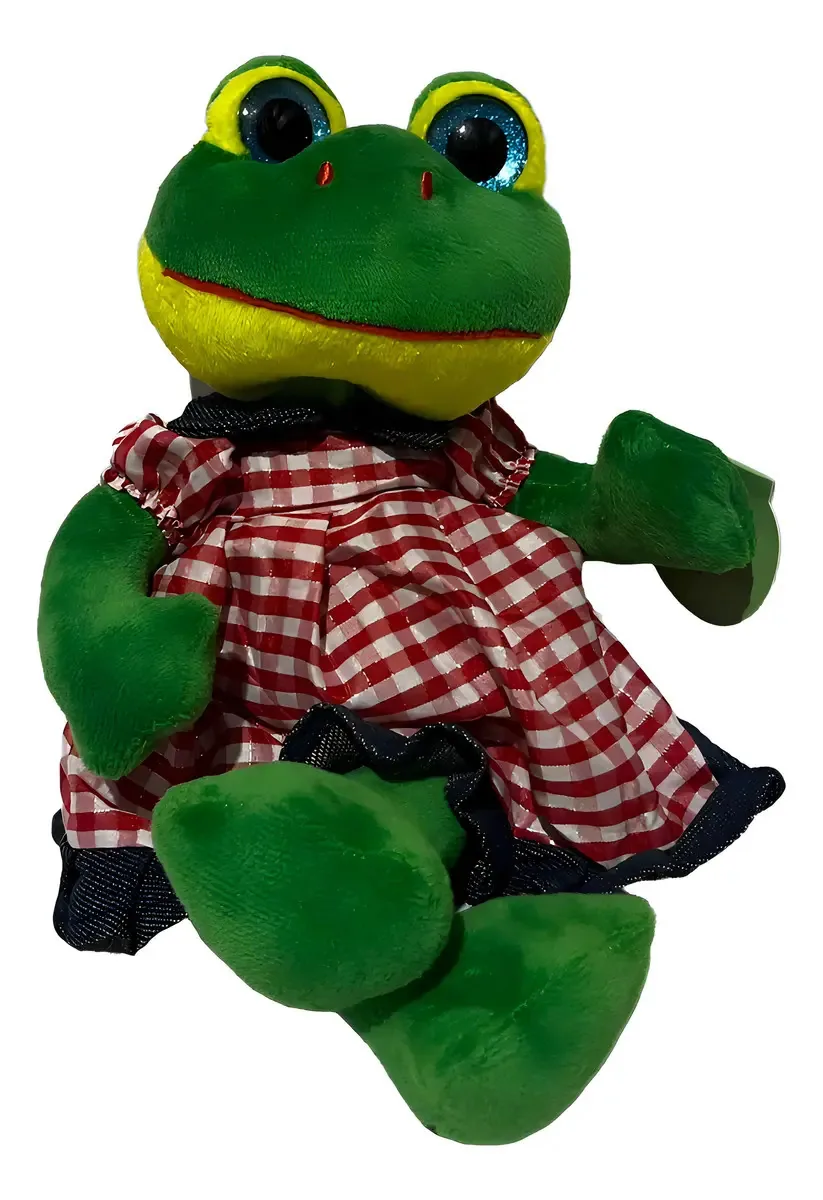 Sapo Pelúcia Sapinha Vestido Colorido Menina Decoração 35cm Cor Xadrez 32cm