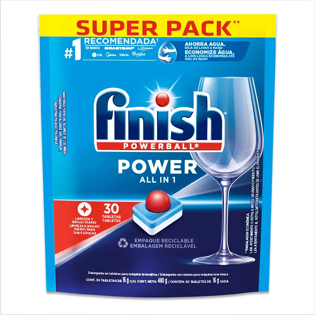 Detergente Máquina Lava Louças Finish 30 Tabletes Powerball