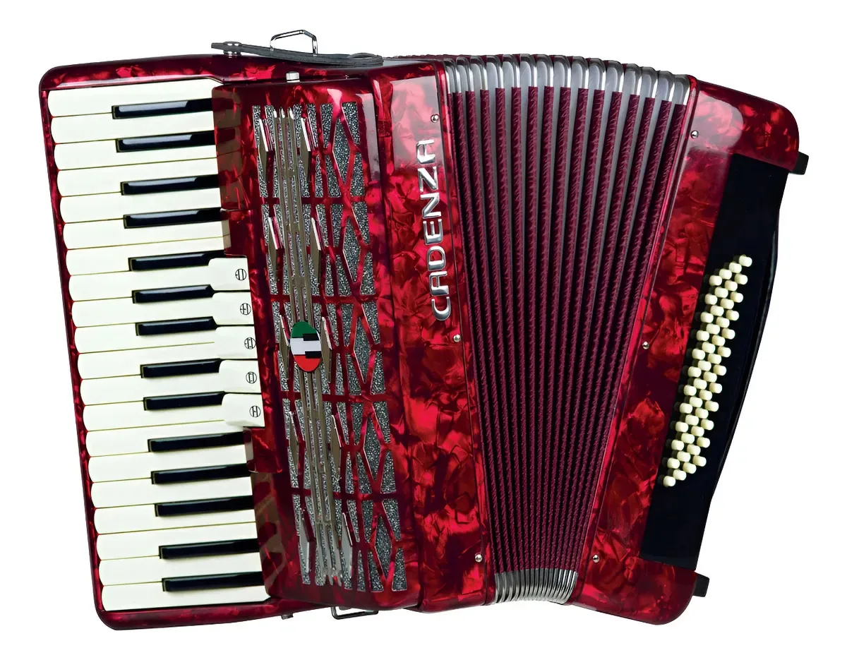 Acordeon Cadenza Cd48/34 48 Baixos 34 Teclas Vermelho