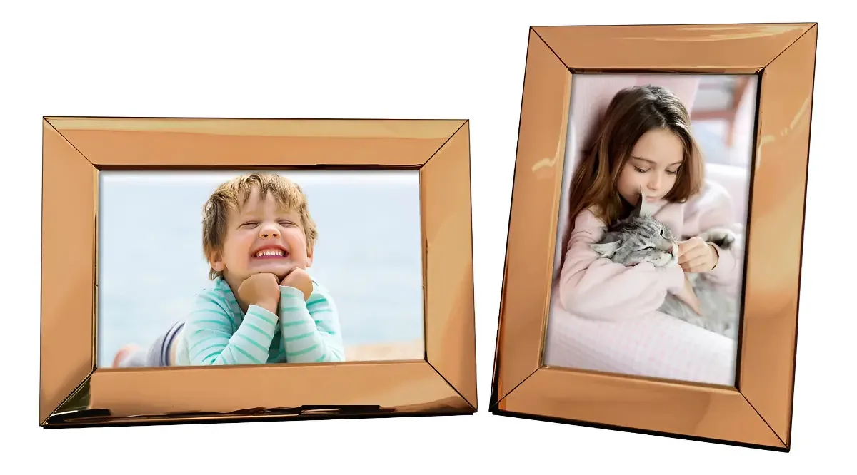 Kit 2 Porta Retratos Minimalistas Rosé Gold 10x15 Elegance
