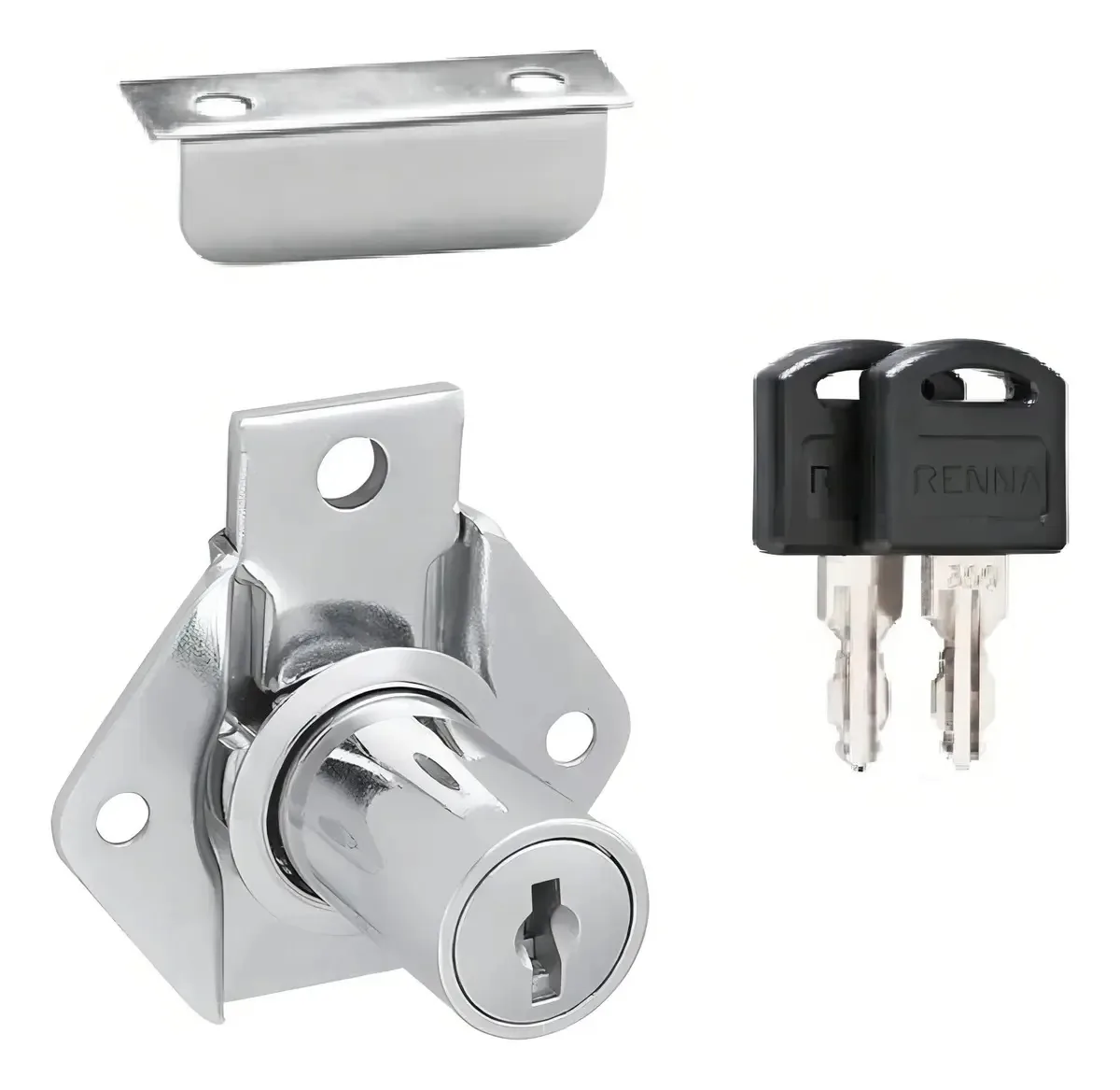 Fechadura Renna Gaveta 31mm Porta Armário Cromada c/ Chaves